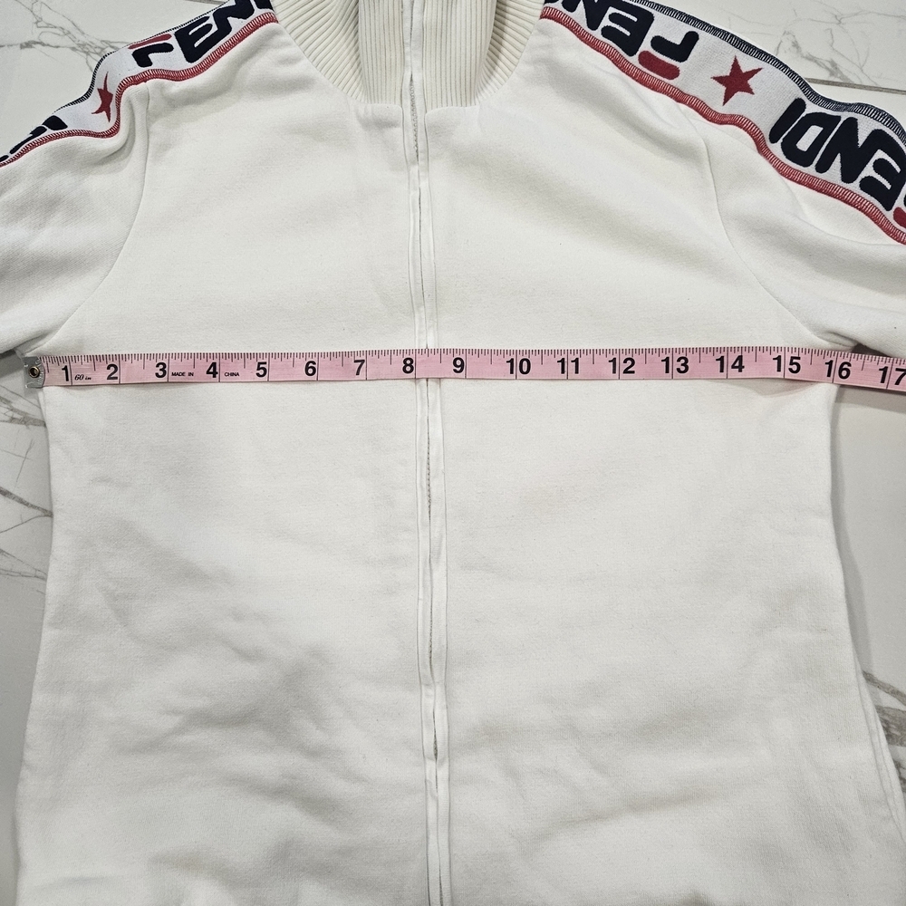 Fendi White Zip-Up Jacket with Logo Sleeves - Picture 13 of 16